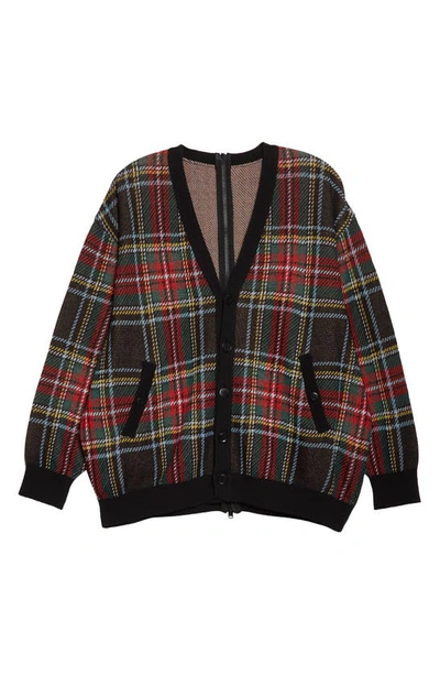 Shop Undercover Tartan Plaid Cotton Cardigan In Black Check