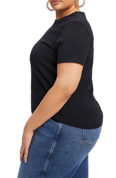 Good American Heritage Crewneck Cotton T-shirt In Black001
