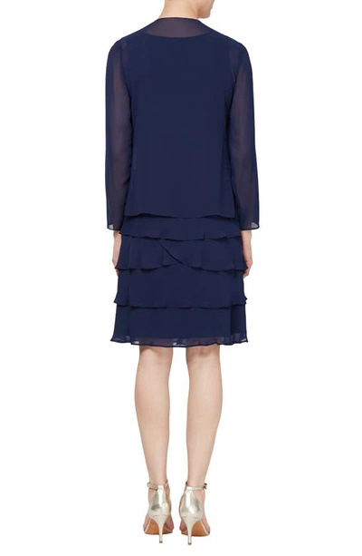 Sl Fashions Petite Long Sleeve Two-piece Jacket Dress In Sap