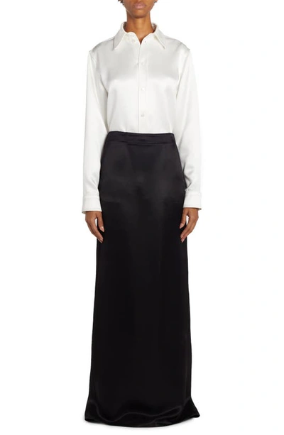 Shop Bottega Veneta Washed Twill A-line Skirt In Black