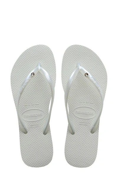 Shop Havaianas Slim Crystal Flip Flop In White