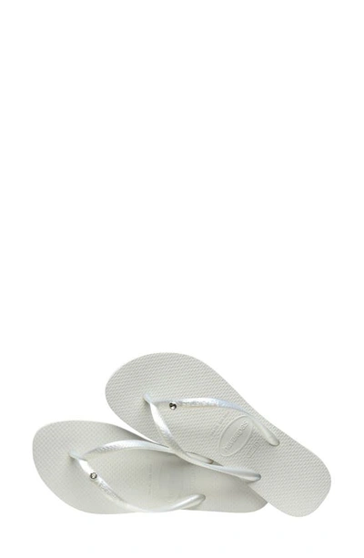 Havaianas Slim Glitter Flip Flop In White