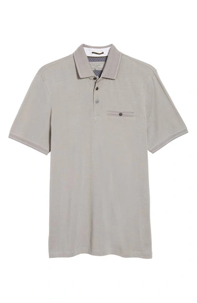 Shop Ted Baker London Tortila Slim Fit Tipped Pocket Polo In Grey