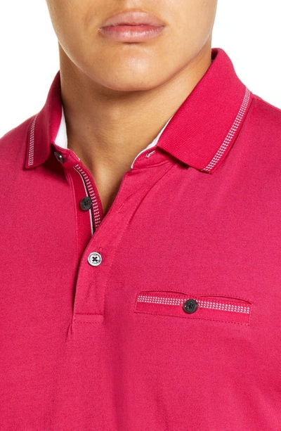 Shop Ted Baker London Tortila Slim Fit Tipped Pocket Polo In Deep Pink