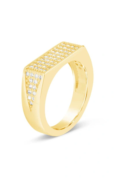Shop Sterling Forever Noreen Pavé Signet Ring In Gold