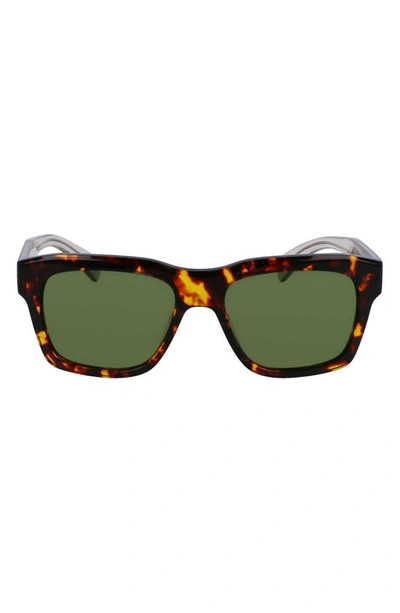 Shop Ferragamo 56mm Polarized Rectangular Sunglasses In Dark Tortoise