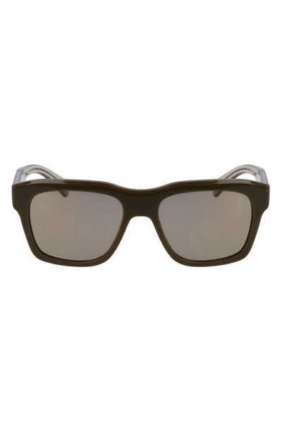 Shop Ferragamo 56mm Polarized Rectangular Sunglasses In Dark Khaki