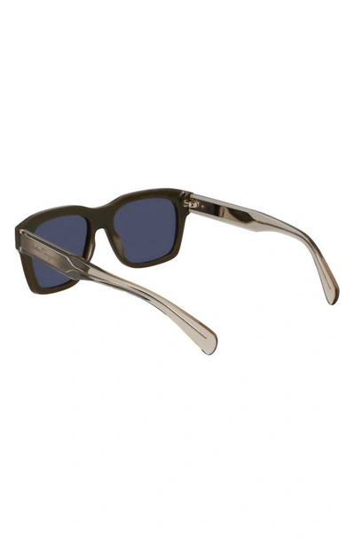 Shop Ferragamo 56mm Polarized Rectangular Sunglasses In Dark Khaki