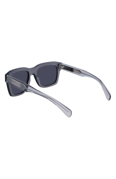 Shop Ferragamo 56mm Polarized Rectangular Sunglasses In Metallic Grey