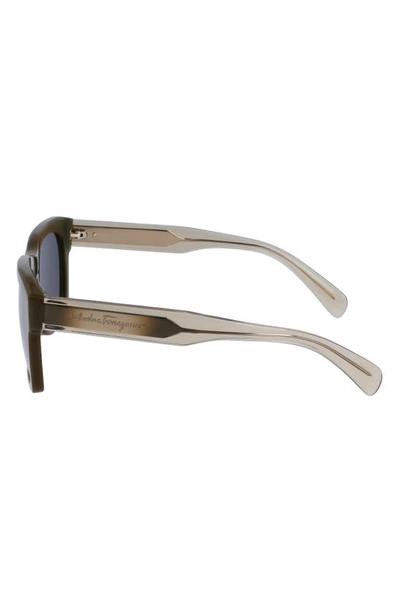 Ferragamo 56mm Polarized Rectangular Sunglasses In Dark Khaki
