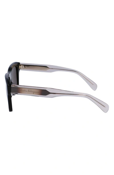 Shop Ferragamo 56mm Polarized Rectangular Sunglasses In Black