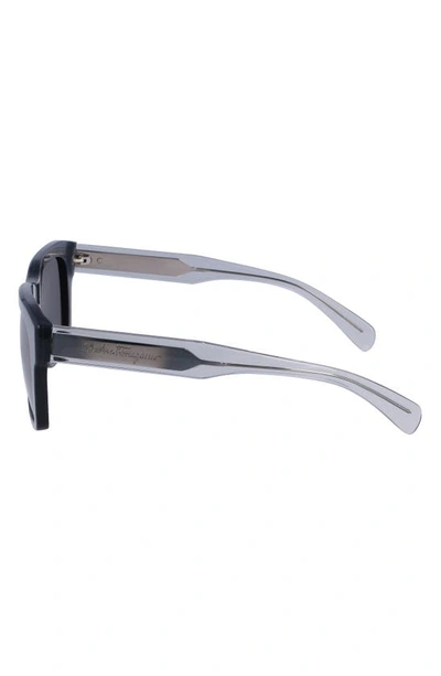 Ferragamo 56mm Polarized Rectangular Sunglasses In Metallic Grey