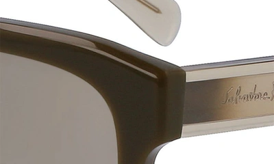 Ferragamo 56mm Polarized Rectangular Sunglasses In Dark Khaki