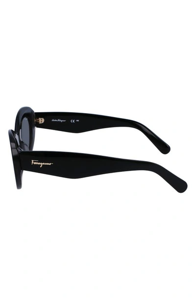 Shop Ferragamo 53mm Oval Sunglasses In Dark Grey/ Grey