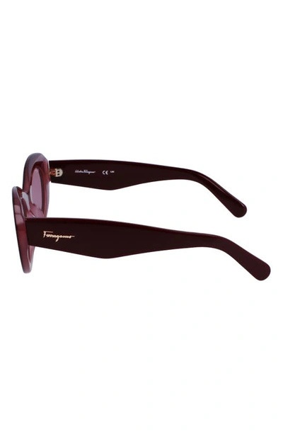 Shop Ferragamo 53mm Oval Sunglasses In Burgundy/ Rose
