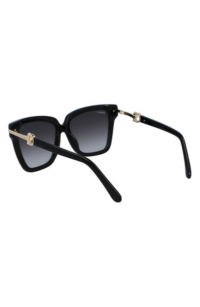 Shop Ferragamo 57mm Polarized Rectangular Sunglasses In Black/ Gold