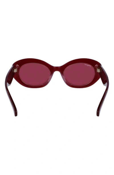 Shop Ferragamo 53mm Oval Sunglasses In Burgundy/ Rose