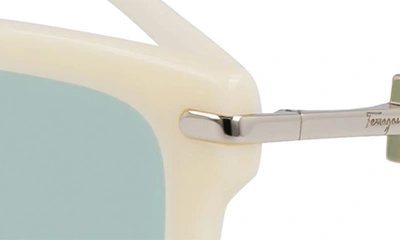 Shop Ferragamo 57mm Polarized Rectangular Sunglasses In Ivory
