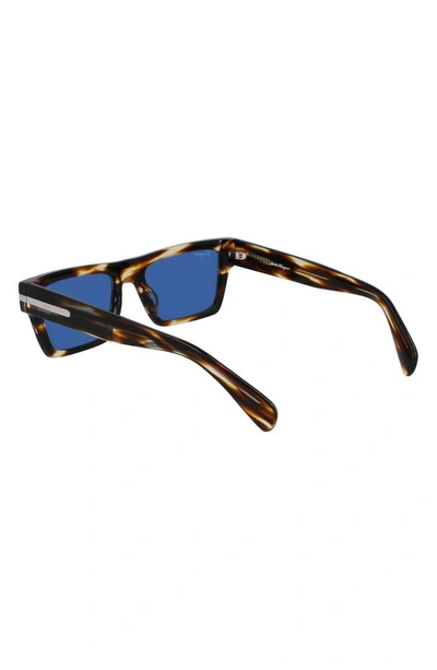 Shop Ferragamo 54mm Polarized Rectangular Sunglasses In Striped Brown