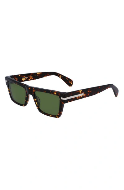 Shop Ferragamo 54mm Polarized Rectangular Sunglasses In Dark Tortoise
