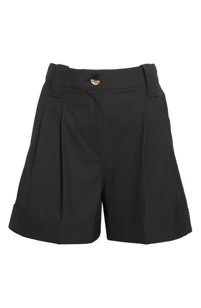 Shop Ganni Pleated Shorts In Black