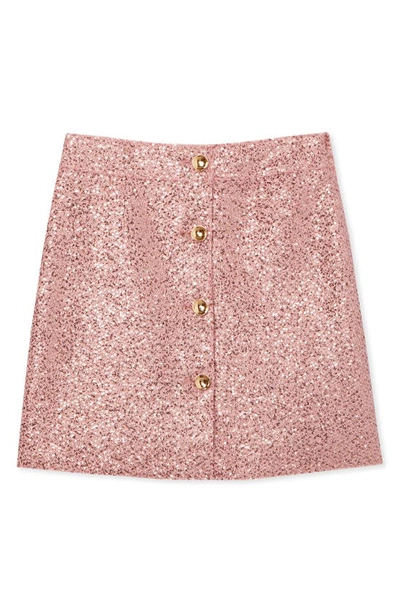 St John Sequin Bonded Knit Button-front Mini Skirt In Pink Multi