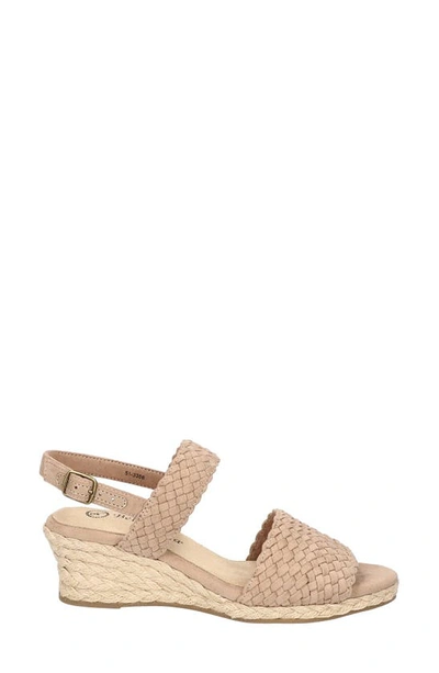 Bella Vita Mariella Womens Buckle Faux Suede Wedge Sandals In Almond Suede