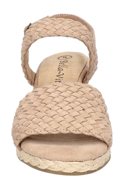 Bella Vita Mariella Womens Buckle Faux Suede Wedge Sandals In Almond Suede