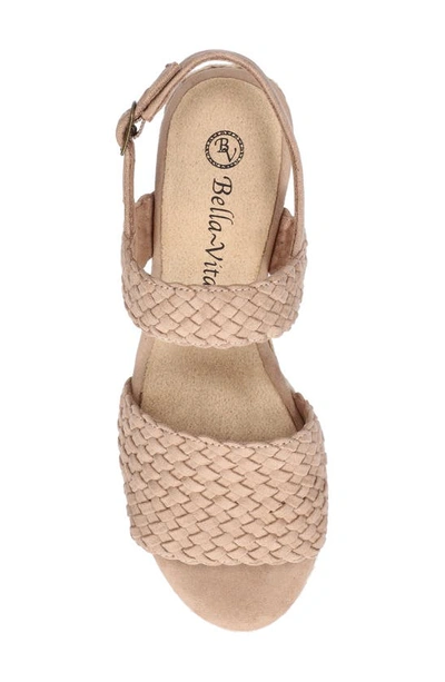 Bella Vita Mariella Womens Buckle Faux Suede Wedge Sandals In Almond Suede