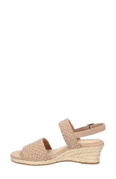 Bella Vita Mariella Womens Buckle Faux Suede Wedge Sandals In Almond Suede