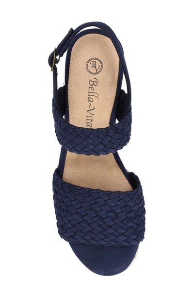 Shop Bella Vita Mariella Slingback Wedge Sandal In Navy Suede