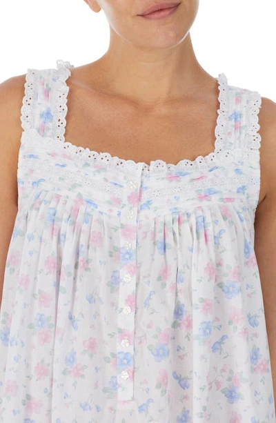 Shop Eileen West Sleeveless Cotton Ballet Nightgown In Wht Grd Peri/ Pink Floral