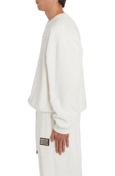 Shop Dolce & Gabbana Logo Plate Cotton Terry Sweatshirt In Open White