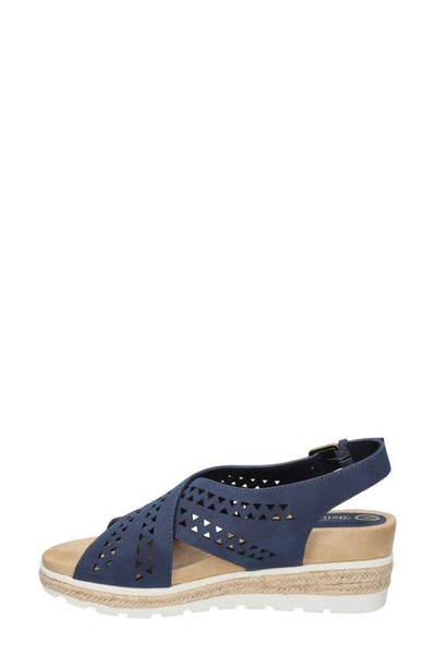 Bella Vita Cosette Womens Faux Leather Criss-cross Wedge Sandals In Navy