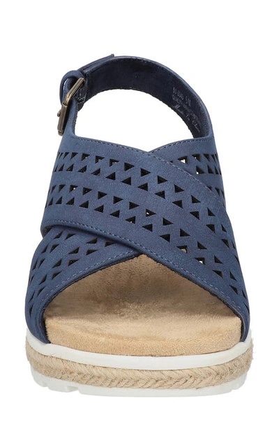Bella Vita Cosette Womens Faux Leather Criss-cross Wedge Sandals In Navy