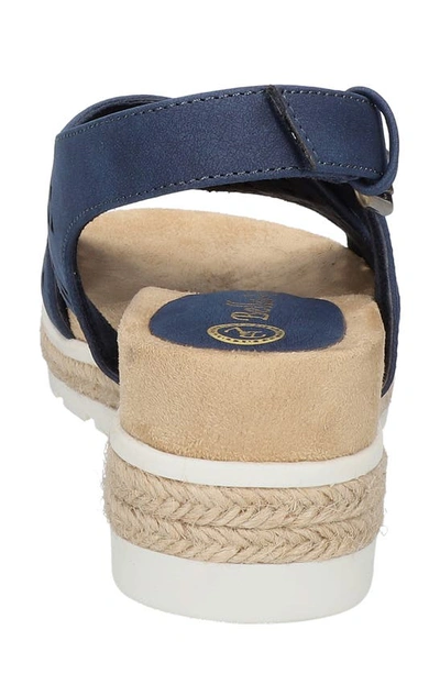 Bella Vita Cosette Womens Faux Leather Criss-cross Wedge Sandals In Navy