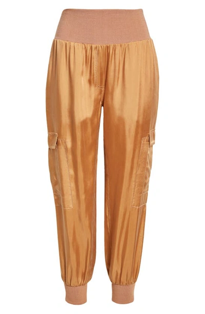 Shop Cinq À Sept Giles Cupro Crop Cargo Joggers In Pecan