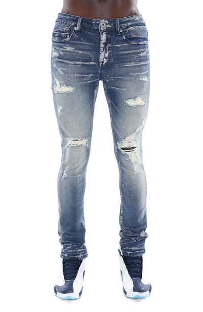 Shop Cult Of Individuality Punk Distressed Super Skinny Jeans In Blue Streak
