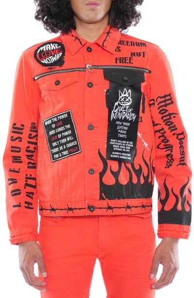 Shop Cult Of Individuality Paz Type Ii Denim Jacket In Coral