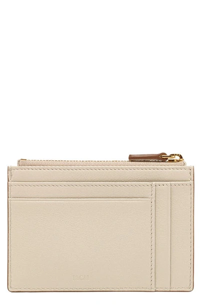 Shop Mcm Aren Leather Card Case In Oatmeal