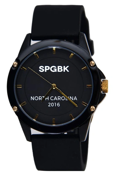 Shop Spgbk Watches Cumberland Silicone Strap Watch, 42mm In Black/ Gold