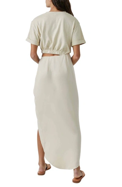 Shop Free People Rae Waist Cutout Asymmetric Dress In Summer Khaki