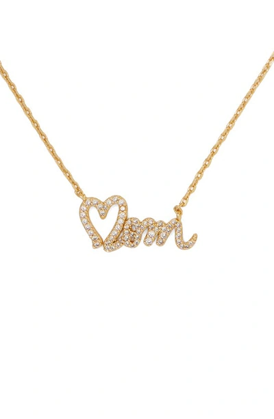 Shop Kate Spade Mom Pavé Pendant Necklace In Clear/ Gold