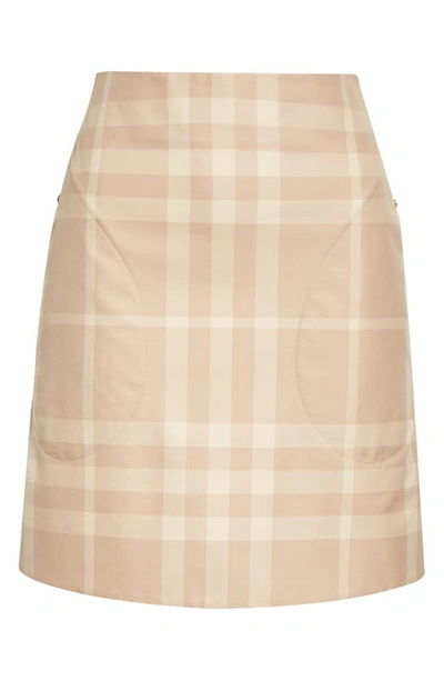 Shop Burberry Teodora Check Cotton Skirt In Soft Fawn Ip Chck