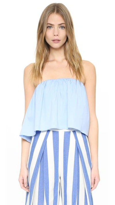 Milly Strapless Crop Top In Sky