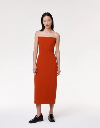 Shop Another Tomorrow Doppio Structured Dress In Sedona Red