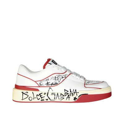 Shop Dolce & Gabbana Printed Leather Sneakers In White