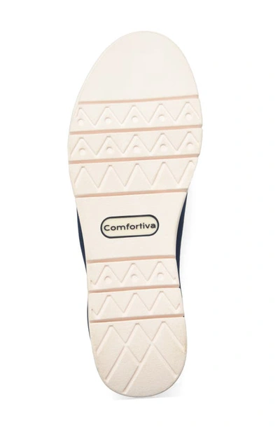 Shop Comfortiva Cate Wedge Slip-on Sneaker In Navy Fabric