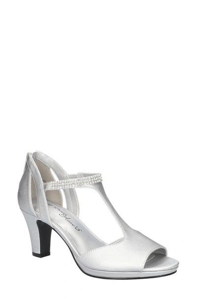 Shop Easy Street Flash T-strap Sandal In Silver Satin