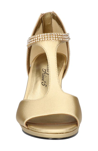 Easy Street Flash T-strap Sandal In Gold Satin